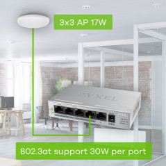 Zyxel GS1005HP Non gestito Gigabit Ethernet (10 100 1000) Supporto Power over Ethernet (PoE) Argento