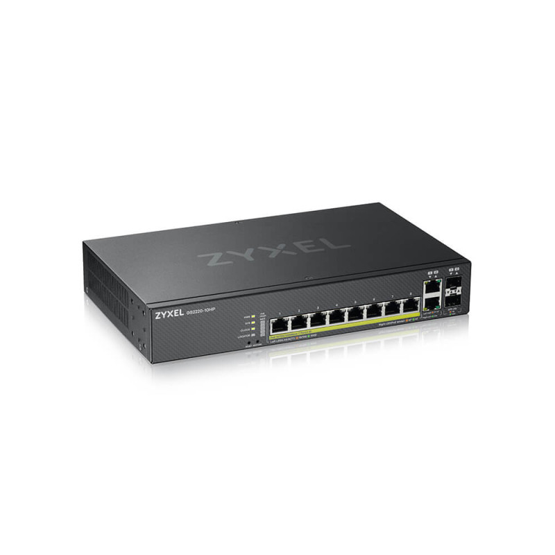 Zyxel GS2220-10HP-EU0101F switch di rete Gestito L2 Gigabit Ethernet (10/100/1000) Supporto Power over Ethernet (PoE) Nero