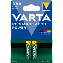 Varta Recharge Accu Power AAA 800 mAh Blister da 2 (Batteria NiMH Accu Precaricata, Micro, ricaricabile, pronta all'uso)