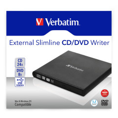 Verbatim Slimline CD DVD lettore di disco ottico DVD-RW Nero