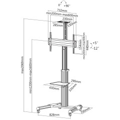 Equip Carrello LFD a rotazione a 90° con display singolo da 37-70”.