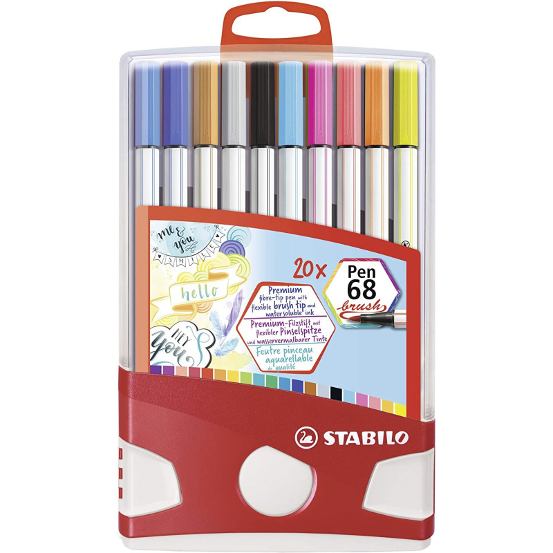 STABILO Pen 68 brush marcatore Multicolore 20 pz