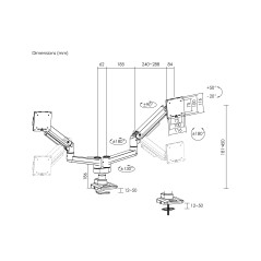 Equip Staffa di montaggio da scrivania per doppio monitor per uso intensivo da 17“-35”, nero