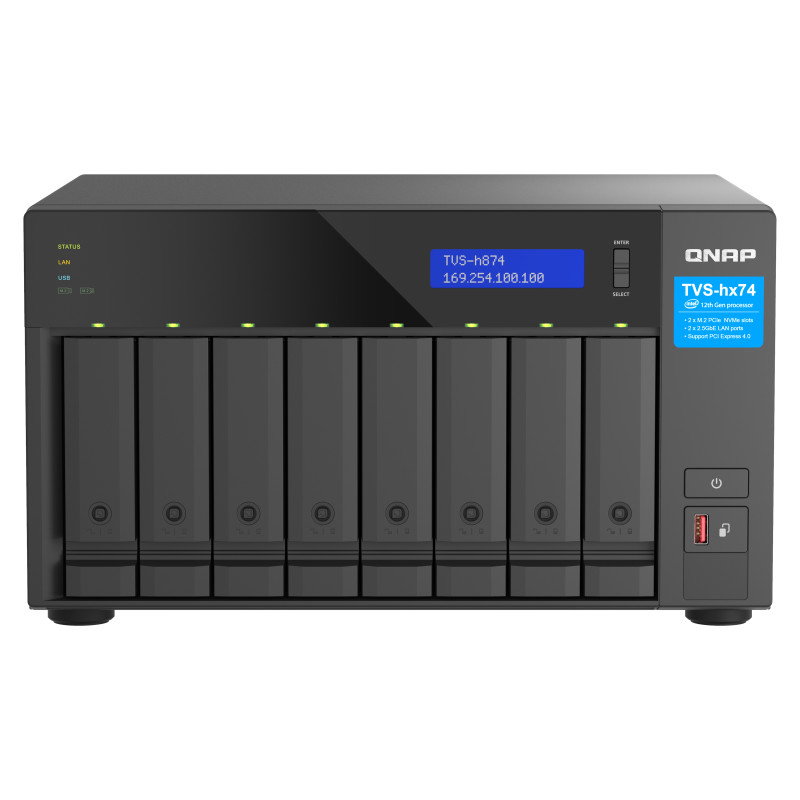 QNAP TVS-h874 NAS Tower Intel® Core™ i7 32 GB DDR4 0 TB QuTS hero Nero