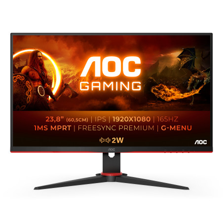 AOC G2 24G2SPAE BK LED display 60,5 cm (23.8") 1920 x 1080 Pixel Full HD Nero, Rosso