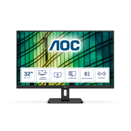 AOC E2 U32E2N LED display 80 cm (31.5") 3840 x 2160 Pixel 4K Ultra HD Nero