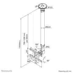 Neomounts FPMA-C100SILVER Supporto monitor TV a soffitto 10-30" - alt. 79-129 cm