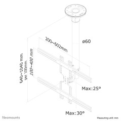 Neomounts FPMA-C400SILVER Supporto monitor TV a soffitto 32-60" - alt. 64-104 cm