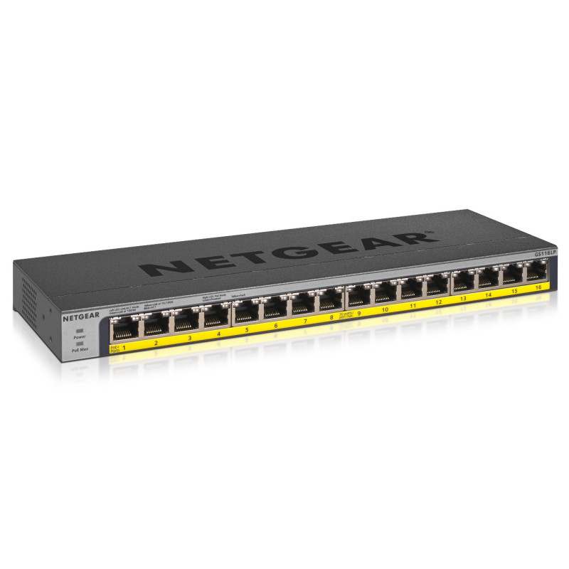 NETGEAR GS116LP Non gestito Gigabit Ethernet (10/100/1000) Supporto Power over Ethernet (PoE) Nero