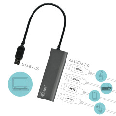 i-tec Metal U3HUB448 hub di interfaccia USB 3.2 Gen 1 (3.1 Gen 1) Type-A 5000 Mbit s Grigio