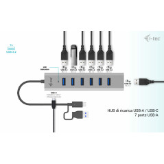 i-tec USB-C USB-A Charging Metal HUB 7 Port