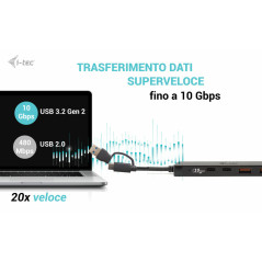 i-tec Metal USB-A USB-C HUB 2x USB 3.0 + 2x USB-C (10 Gbps)