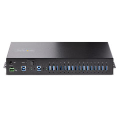 StarTech.com Hub USB 3.0 Alimentato a 16 Porte - Multipresa USB-A Industriale 5Gbps Installabile a Muro Rack DIN - Protezione