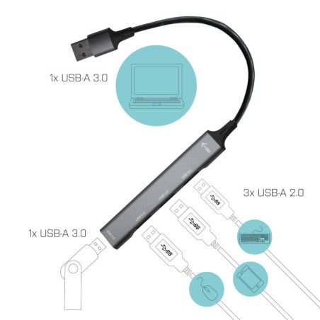 i-tec Metal USB 3.0 HUB 1x USB 3.0 + 3x USB 2.0