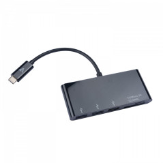 V7 Adaptador USB negro con conector USB-C macho a 3 hembras  USB 3.0 A Micro SD SD MMC