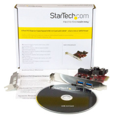 StarTech.com Scheda Espansione PCI Express USB 3.0 a 4 porte - 2 interne, 2 esterne - Adattatore PCIe alimentato SATA