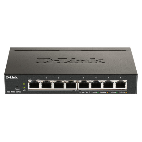 D-Link DGS-1100-08PV2 Gestito L2/L3 Gigabit Ethernet (10/100/1000) Supporto Power over Ethernet (PoE) Nero