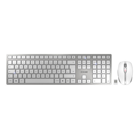 CHERRY DW 9100 SLIM tastiera Mouse incluso Universale RF senza fili + Bluetooth QWERTZ Tedesco Argento