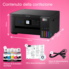 Epson EcoTank ET-2850 stampante multifunzione inkjet 3-in-1 A4, serbatoi ricaricabili alta capacità, 5 flaconi inclusi pari a