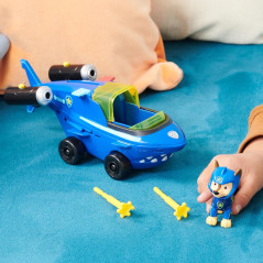 PAW Patrol Aqua Pups, Shark Vehicle trasformabile di Chase con action figure da collezione, giocattoli per bambini dai 3 anni