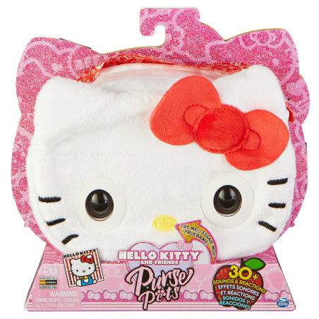 Purse Pets , Sanrio Hello Kitty and Friends, animale giocattolo e borsa interattiva Hello Kitty con oltre 30 suoni e reazioni,