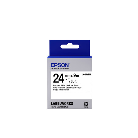 Epson Nastro fondo Standard Bianco per testo Nero 24 09 LK-6WBN