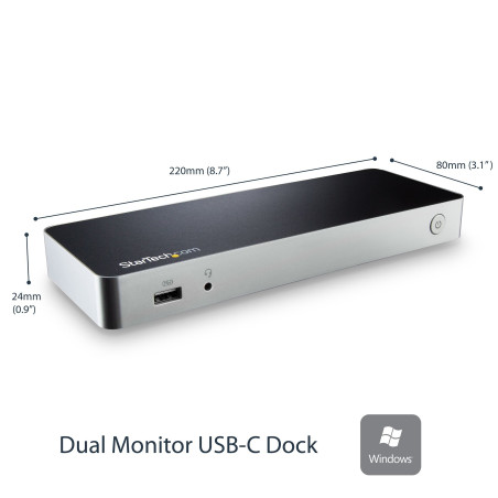 StarTech.com Docking Station USB-C per Doppio Monitor con Power Delivery 60W per Notebook Windows - Dock USB-Type C a HDMI/DVI