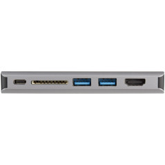 StarTech.com Adattatore multiporta USB C - Mini dock da viaggio USB-C con HDMI 4K o VGA 1080p - Hub USB 3.0 3x, SD, GbE, audio,