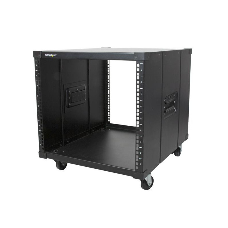 StarTech.com Server Rack a 4 Montanti 9U Open Frame, Armadio Rack di Rete 19"con Ruote, Piccolo Rack Server per spazi ristretti