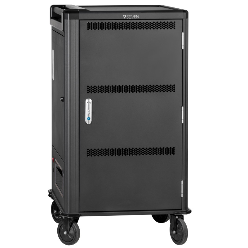 V7 Carrello di ricarica CA Schuko 30 dispositivi - Per proteggere, conservare e caricare Chromebook, notebook e tablet. Ripiani