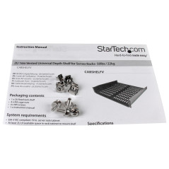 StarTech.com Scaffale cantilever per montaggio a rack universale con fessure 16" 2U - Ripiano per armadio server rack fisso -