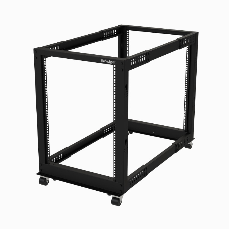 StarTech.com Server Rack a 4 Montanti 15U Open Frame, Armadio Rack di Rete 19" con Ruote, piedini di livellamento/montaggio a