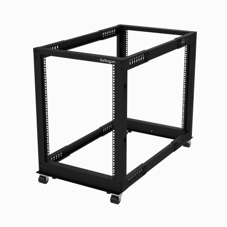 StarTech.com Server Rack a 4 Montanti 15U Open Frame, Armadio Rack di Rete 19" con Ruote, piedini di livellamento montaggio a