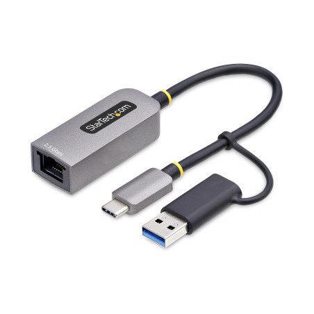 StarTech.com Adattatore Ethernet USB C, Convertitore di Rete NIC NBASE-T 2.5 1GbE da USB Type-C 3.0 a RJ45 con Adattatore USB-A