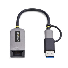 StarTech.com Adattatore Ethernet USB C, Convertitore di Rete NIC NBASE-T 2.5 1GbE da USB Type-C 3.0 a RJ45 con Adattatore USB-A