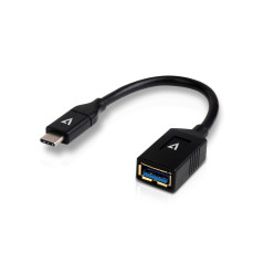 V7 Cavo USB nero da USB 3.0 A femmina a USB-C maschio 0.3m 1ft