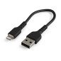 StarTech.com Cavo da USB-A a Lightning da 15cm nero - Robusto e resistente cavo di alimentazione/sincronizzazione in fibra