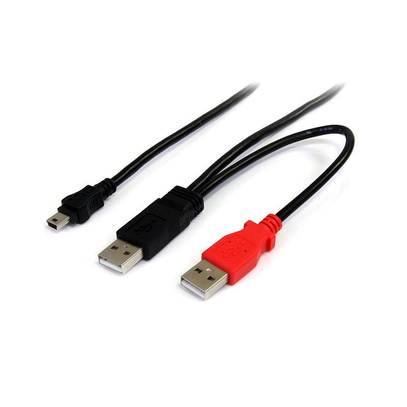 StarTech.com Cavo a doppia alimentazione per disco rigido esterno HDD a splitter Y - cavo USB A a mini B da 1,8m