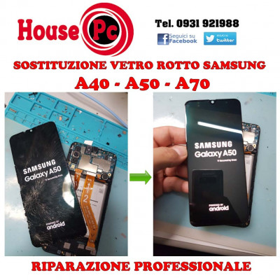 Sostituzione vetro rotto Samsung Galaxy A50 SM-A505F riparazione display LCD