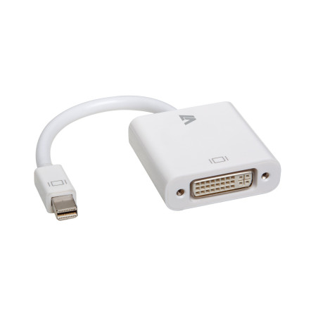 V7 Adaptador blanco de vídeo con conector Mini DisplayPort macho a DVI-I hembra