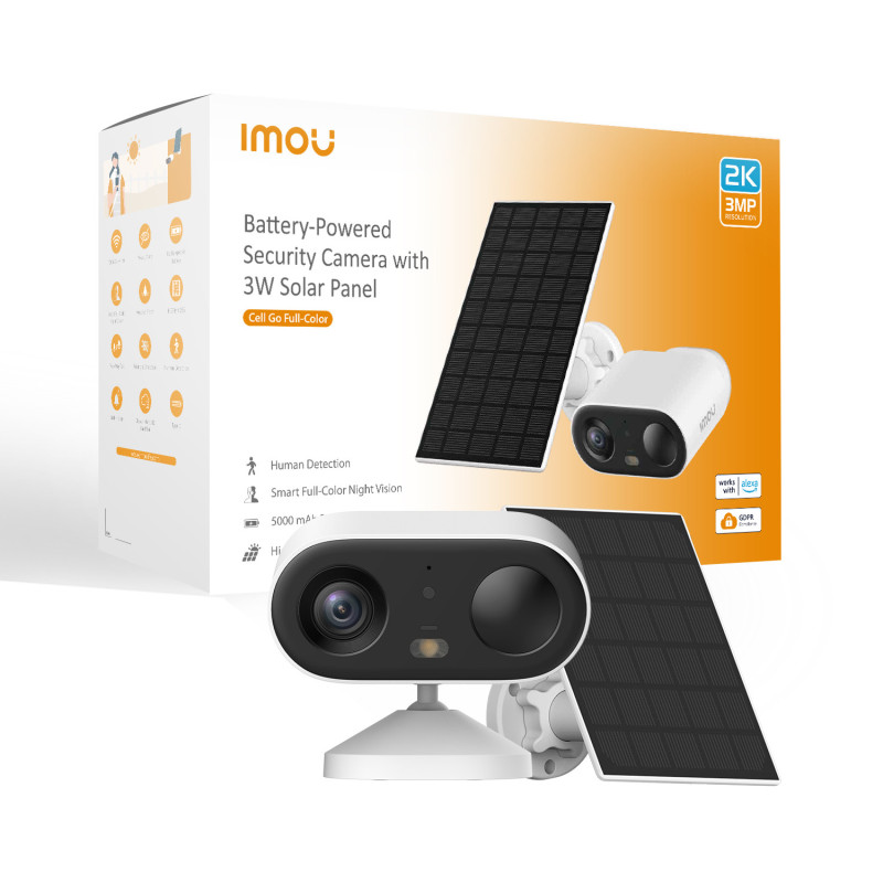 Imou Cell GO KIT 2K (3MP) Telecamera Wi-Fi Esterno/Interno Batteria Senza Fili, Rilevamento PIR/Umano, Visione Notturna a