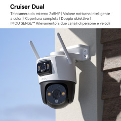 Imou Crusier DUAL 10MP (5MP+5MP) Telecamera Wi-Fi Esterno Doppio Obiettivo, 360°PTZ Videocamera Sorveglianza Esterno con