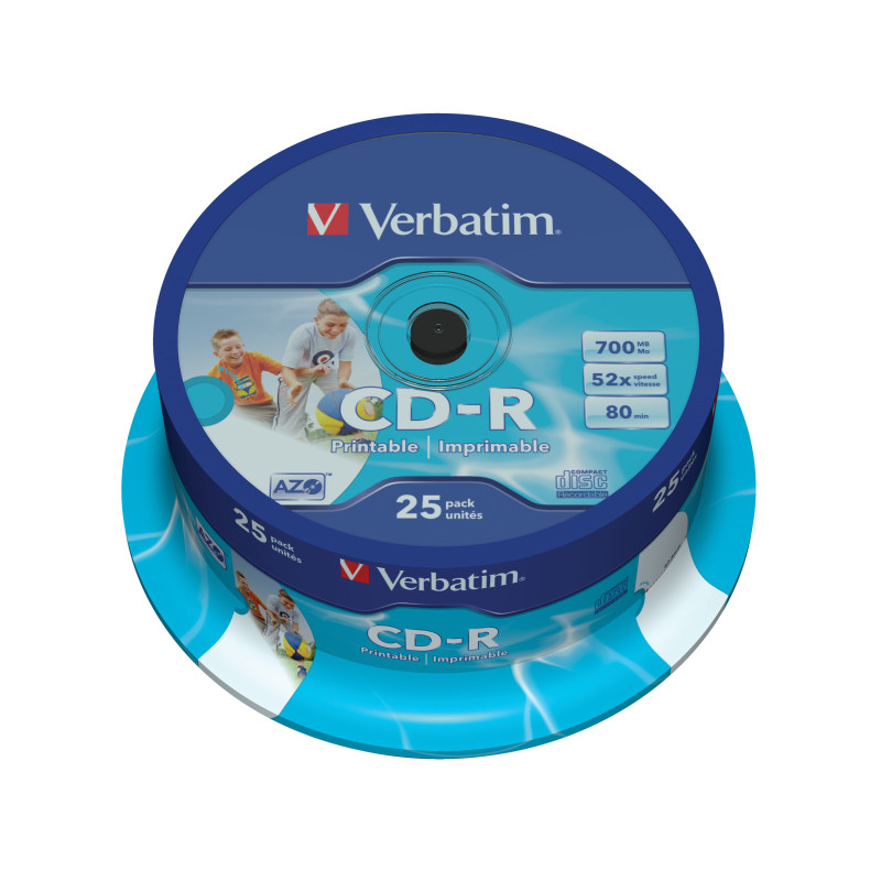 Verbatim CD-R AZO Wide Inkjet Printable 700 MB 52x 25 pz