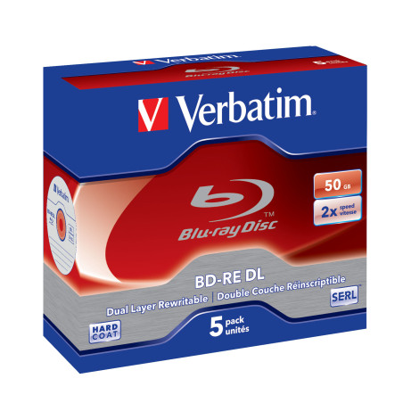 Verbatim BD-RE DL 50GB 2 x 5 Pack Jewel Case 5 pz