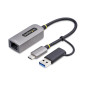 StarTech.com Adattatore da USB-C a Ethernet con dongle USB-A, 10/100/1000Mbps, adattatore di rete da USB 3.0 a Gigabit