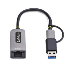 StarTech.com Adattatore da USB-C a Ethernet con dongle USB-A, 10 100 1000Mbps, adattatore di rete da USB 3.0 a Gigabit