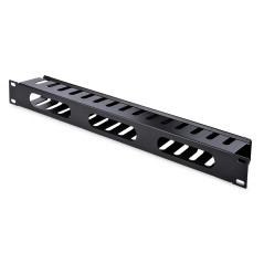 StarTech.com Pannello Gestione Cavi 1U Orizzontale per armadi rack 19" - Pannello passacavi orizzontale con fessure e coperchio