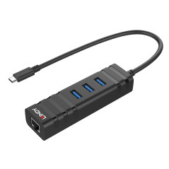 Lindy 43249 hub di interfaccia USB 3.2 Gen 1 (3.1 Gen 1) Type-C 5000 Mbit s Nero